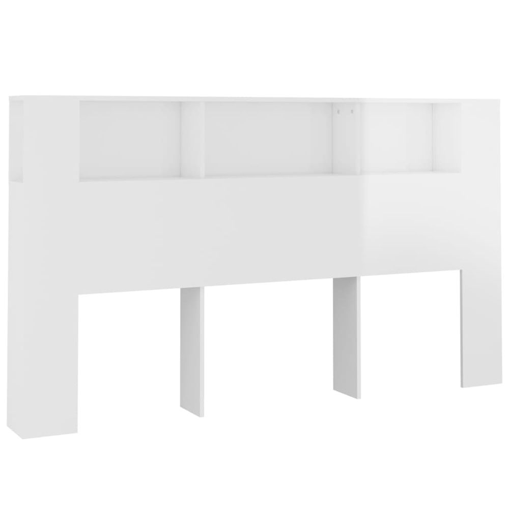 Vidaxl Čelo postele so skrinkou lesklé biele 180x18,5x104,5 cm